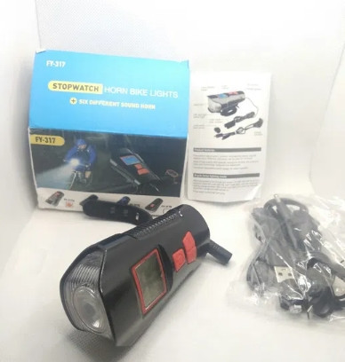 Велосипедний передній ліхтар фара FY-317 з сигналом та велокомп'ютером Вінниця - фото 7