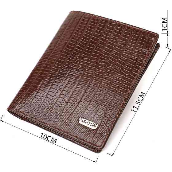 Фактурный кошелек для мужчин из натуральной кожи с тиснением CANPELLINI 21927 Коричневый Киев
