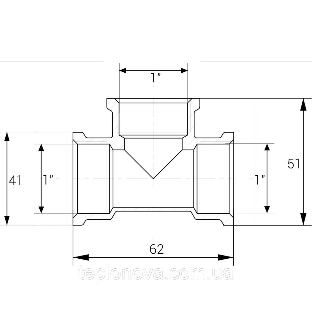 Тройник 1″ВВВ никелированный NT551S OPTIMUM Черновцы - изображение 3