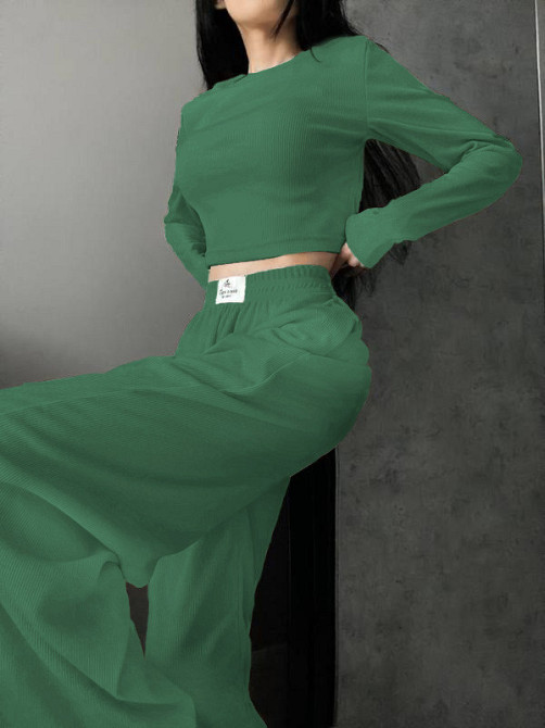 Жіночий костюм штани з лонгслівом Зелений 42/44 Харків - фото 1