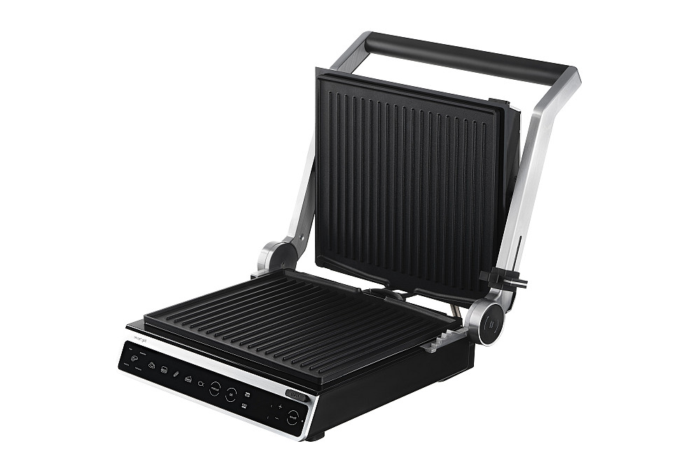 Гриль ARDESTO прижимний 2000Вт, темп. режимів-6, з`ємні пластини, розкриття на 180°, сріблястий Киев - изображение 4