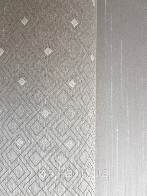 Текстильні шпалери на флізеліновій основі Cador Rasch Textil 086613 сіро-бежевий ромби геометрія абстракція Київ - фото 2