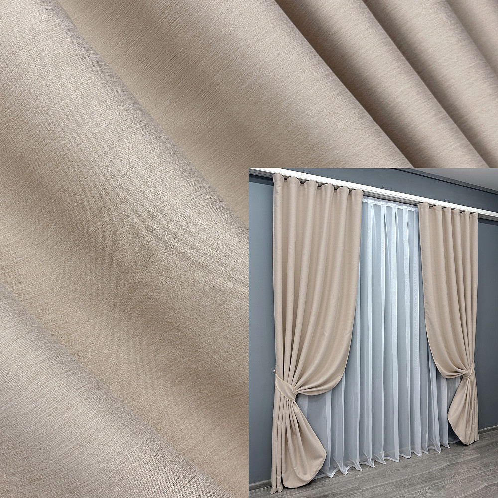 Комплект готовых штор VR-Textil Блэкаут двусторонний Eclipsе № 1794ш Кремовый 150х270 см 2 шт (33-0771) Киев - изображение 1