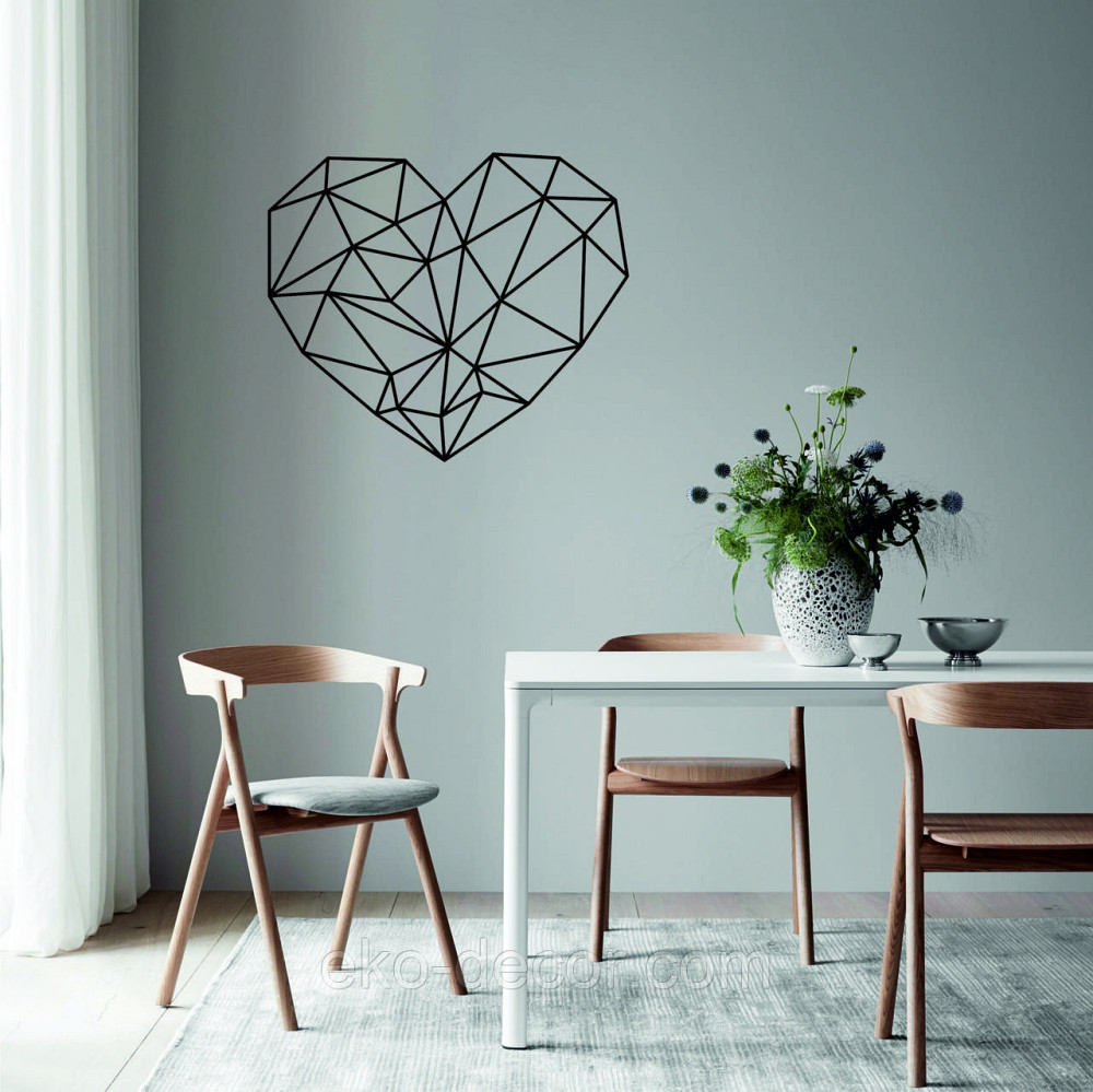 Декоративное настенное Панно «Сердце» Декор на стену 70*60 см, Черный Киев - изображение 7