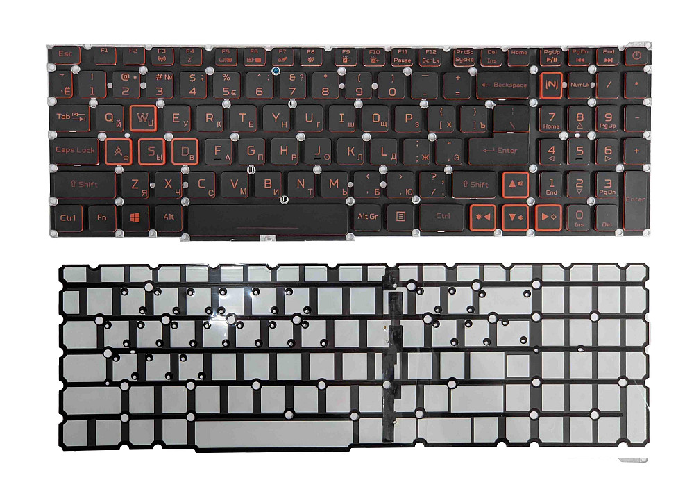Клавиатура для ноутбука Acer Nitro 5 AN515-54 с подсветкой (Light Red), Black, (No Frame), RU Вінниця - фото 1