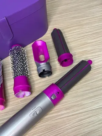 Стайлер + Коробка 5в1 HAIR BRUSH Styler для различных типов волос с функциями придания объема, выпрямления, укладки Фиолетовый Коломыя