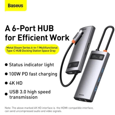 Концентратор Baseus USB-C 6-in-1 (CAHUB-CW0G) Винница - изображение 5