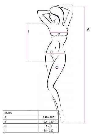 Боди Passion BS086 с вертикальной сеткой и открытым доступом, черный, One Size Sex Aura Киев