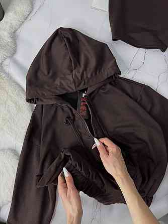 Женский повседневный костюм тройка: кофта топ и штаны двунить. Шоколад, 42/44 Одесса