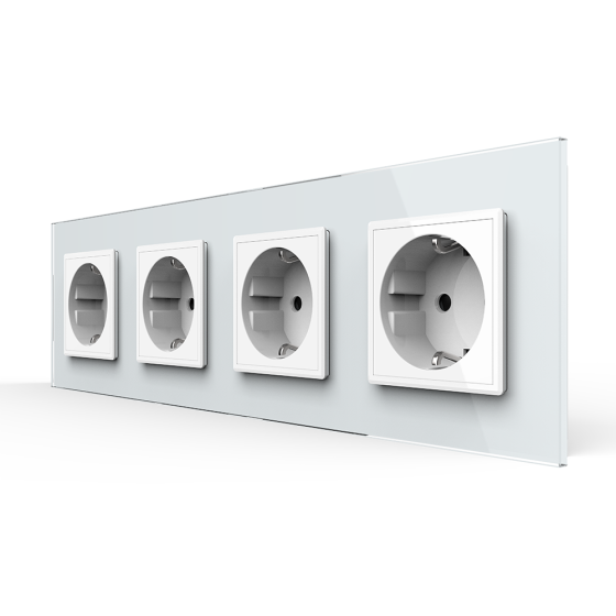 LIVOLO Чотиримісна електрична розетка з заземленням LIVOLO, біла, скляна рамка, шторки, 250В 16 Коломия