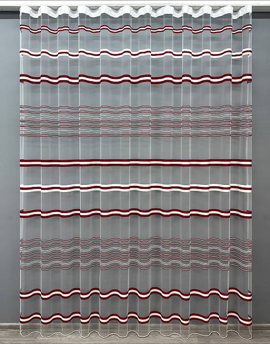 Тюль фатин полосы Цвет бордовый с белым 1772т Киев - изображение 8