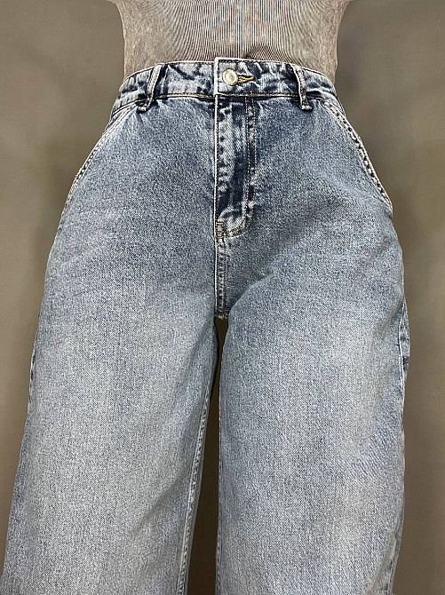 Джинси жіночі SESSANTA 8403 skater jeans широкі банани косі кишені висока посадка стрейчеві світло сині, світло-синій, 29, 29, 81 см, 121 см Київ - фото 17