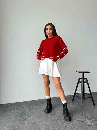 Жіночий стильний оверайз светр акрил/вовна Червоний Одеса