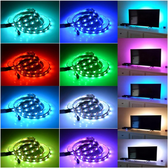 Світлодіодна стрічка 5 м, від USB + пульт TV LED Strip CB-5050 / Кімнатна лед підсвітка / RGB стрічка від повербанку Київ