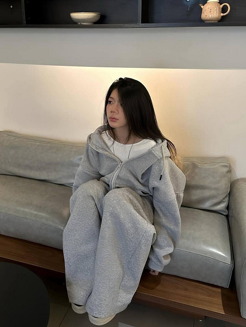 Женский стильный oversize костюм: худи + широкие брюки  тринитка на флисе Одесса - изображение 8