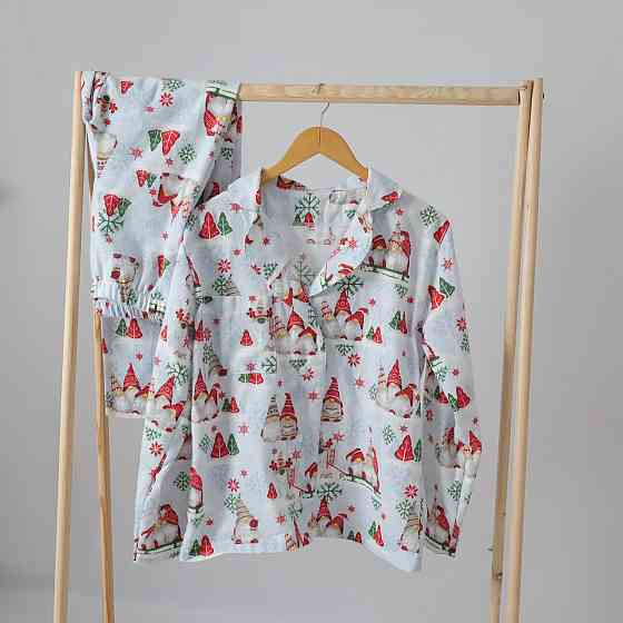 Бавовняна новорічна дитяча піжама з гномами (сорочка+штани) Кам'янець-Подільський