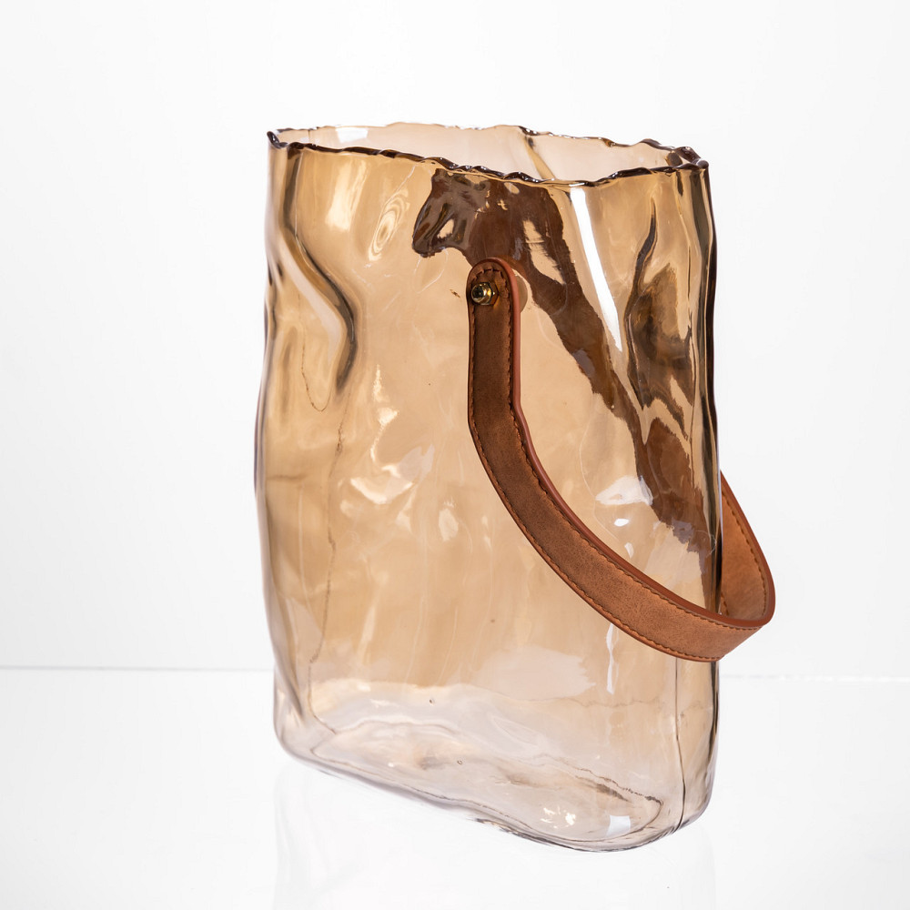 Подарункова скляна ваза сумочка з ручкою 18×9×25 (см) декоративна ваза 2.8 (л) для квітів Коричневий HP-19-157-1 Київ - фото 4