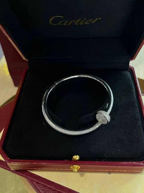 Cartier розкішний браслет цвях | Розсип цирконів по колу | Покриття біле золото, проба AU 750 Одеса - фото 11