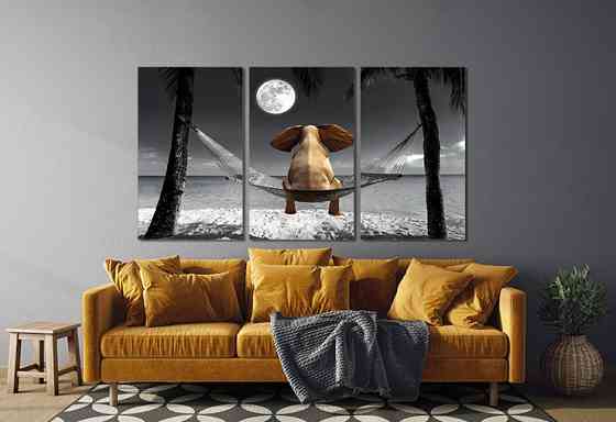 Модульная картина в гостиную / спальню  Слоник на пляжі    ART-278_3A 100х150 см Киев