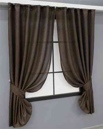 Комплект коротких штор VR-Textil Лен Мешковина № 107ш 130х170 см 2 шт Венге (35-0130) Киев
