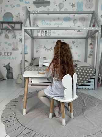 Стіл прямокутний з ящиком 46х60х45 і стілець метелик 26х26х24, столик та стільчик в дитячу, білий Київ