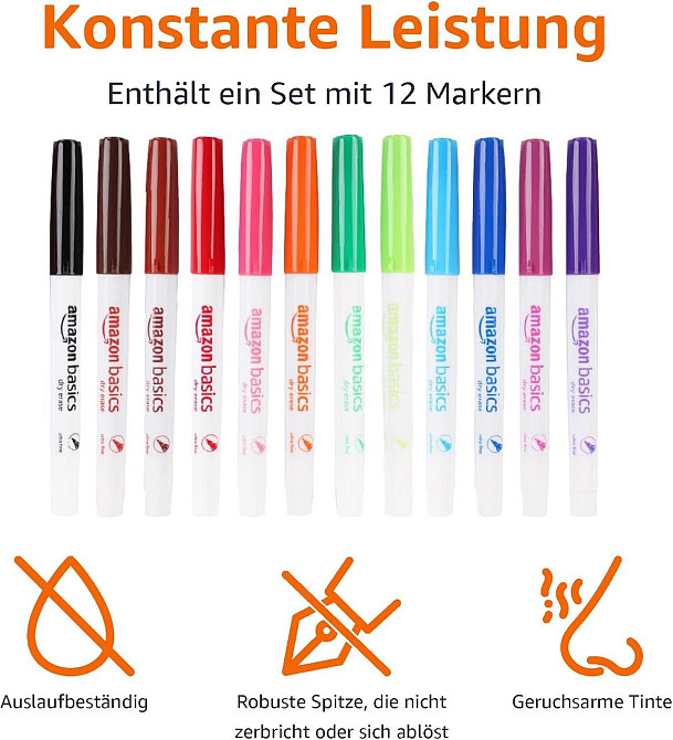 Маркер для белой доски ультратонкий наконечник 12 шт разноцветные низкий запах Киев - изображение 7