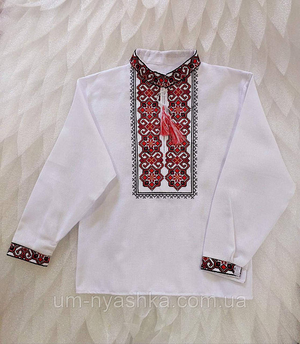 Вишиванка на домотканному полотні для хлопчика "Легенда" червона із синім р.110 Кривий Ріг - фото 6