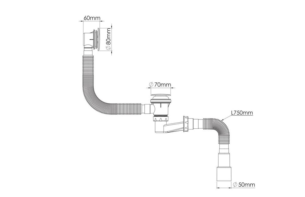 Сифон для ванни низький з випуском, "click-cluck", O40/50 NOVA Харків - фото 2
