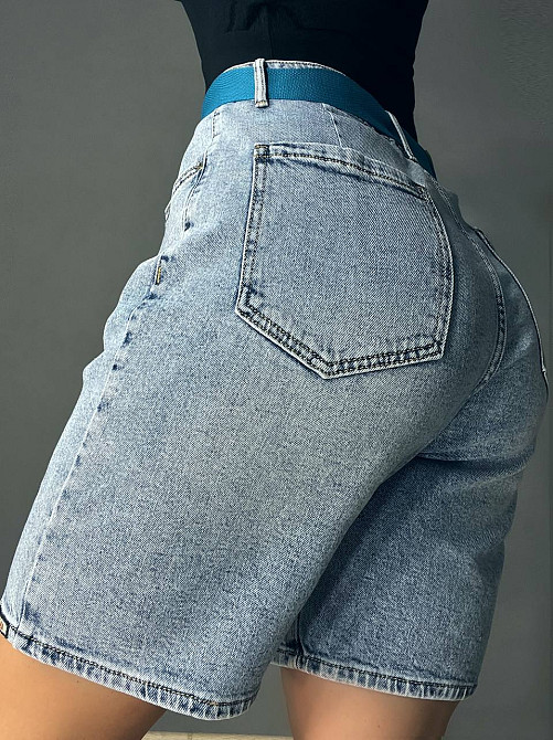 Шорти жіночі джинсові Liana 440 бермуди середньої довжини з ременем блакитні, блакитний, 31, 31, 84 см, 108 см Київ - фото 12