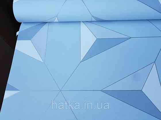 Шпалери флізелінові Decoprint Elisir EL21072 геометричні фігури, трикутники 3д сірі білі на блакитному тлі Київ