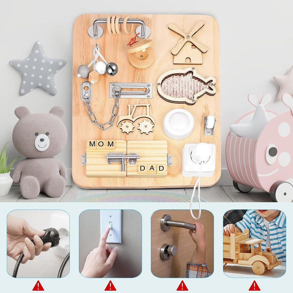 Багатофункціональна дитяча розвиваюча дошка Бізіборд Монтессорі 30х40см 29979 Луцьк - фото 3