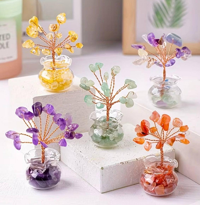 Дерево счастья с аметистом декоративное мини дерево из натуральных камней в вазе 5,5 см сувенир декор для дома Киев - изображение 2