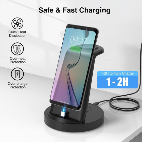 Бездротова зарядна станція 3 в 1 G618S 18W для екосистеми Samsung Без оригінального пакування (Для телефонів Android, Galaxy Watch Київ