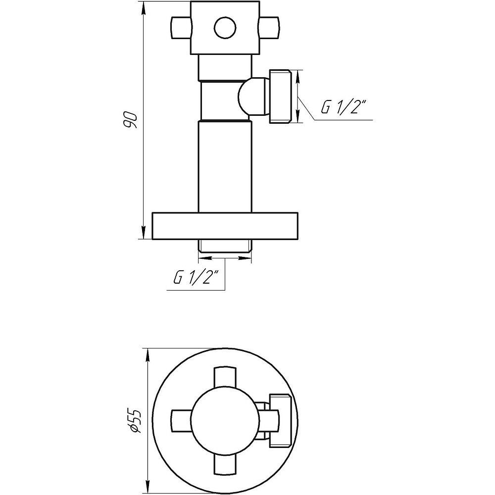 Кран напівобертовий кутовий SOLOMON 1/2″х1/2″ Retro 7077 (2шт) Тернопіль - фото 8