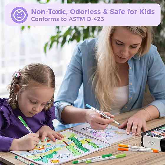 Набор маркеров Ohuhu Pupe Series 60 цветов двусторонние кисть+тонкая 1–5/0,4 мм водные без запаха для Киев