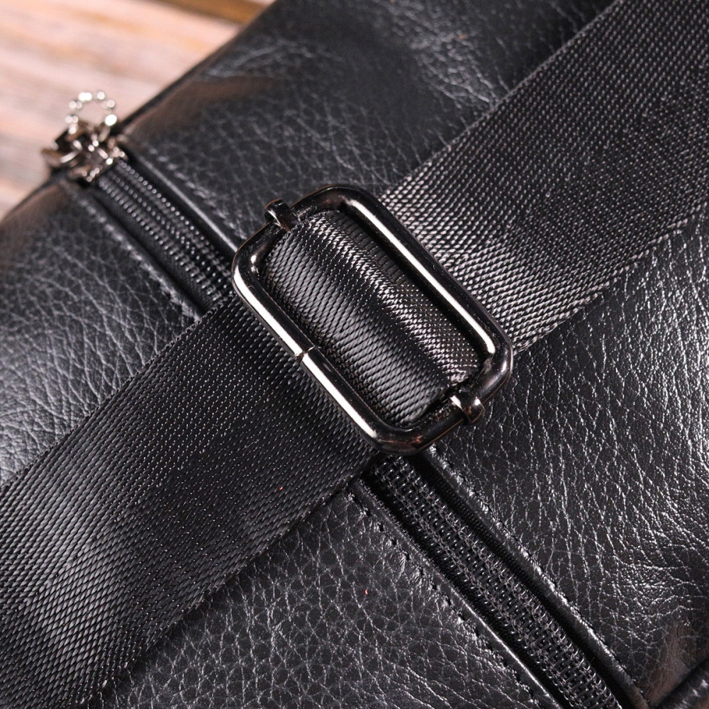 Цікава чоловіча сумка через плече з натуральної шкіри Чорна (Vintage) Київ - фото 4