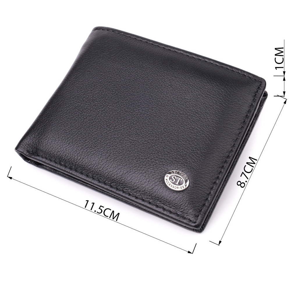 Шкіряний гаманець-затиск, чорний (ST Leather) Київ - фото 12