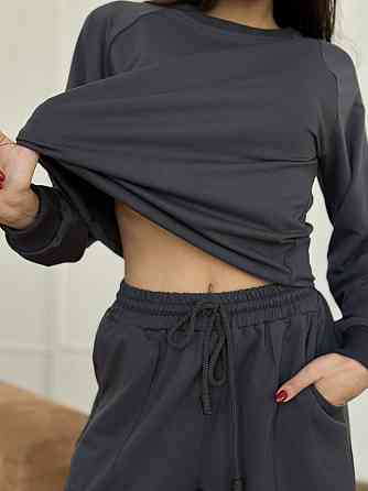 Женский спортивный костюм с широкими штанами Серый XL/XXL Харьков