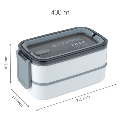 Ланч-бокс детский Kite двойной с наполнением 1400 мл, белый (K23-183-1) Винница - изображение 2