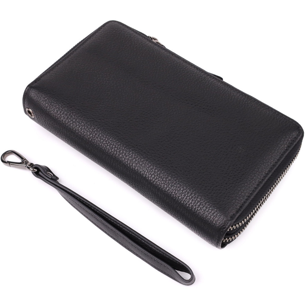 Цікавий чоловічий клатч із натуральної шкіри Чорний (Vintage) Київ - фото 10