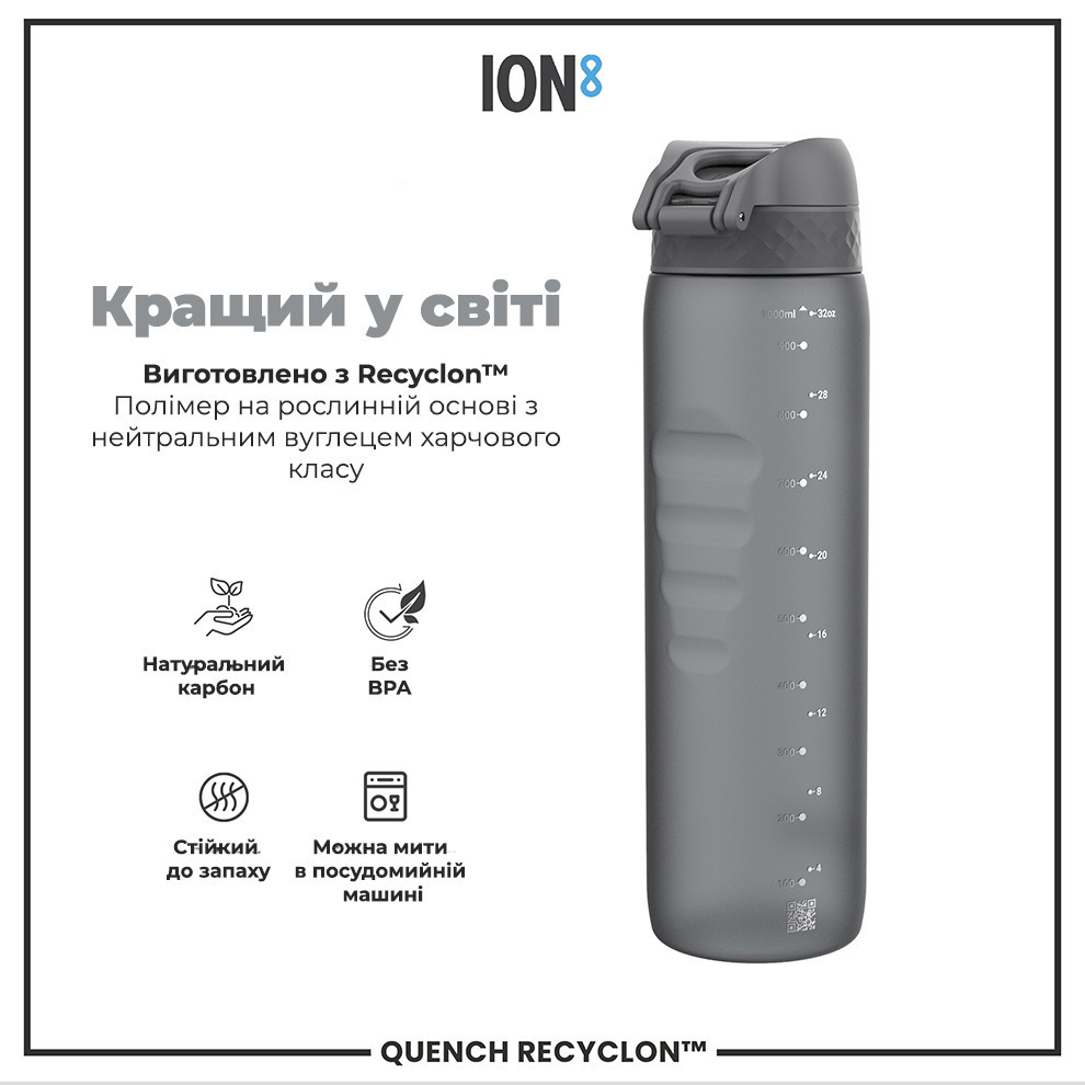 Пляшка для води ION8 1000 мл. (ЕКО пляшка) BPA Free, Grey Кам'янське - фото 6