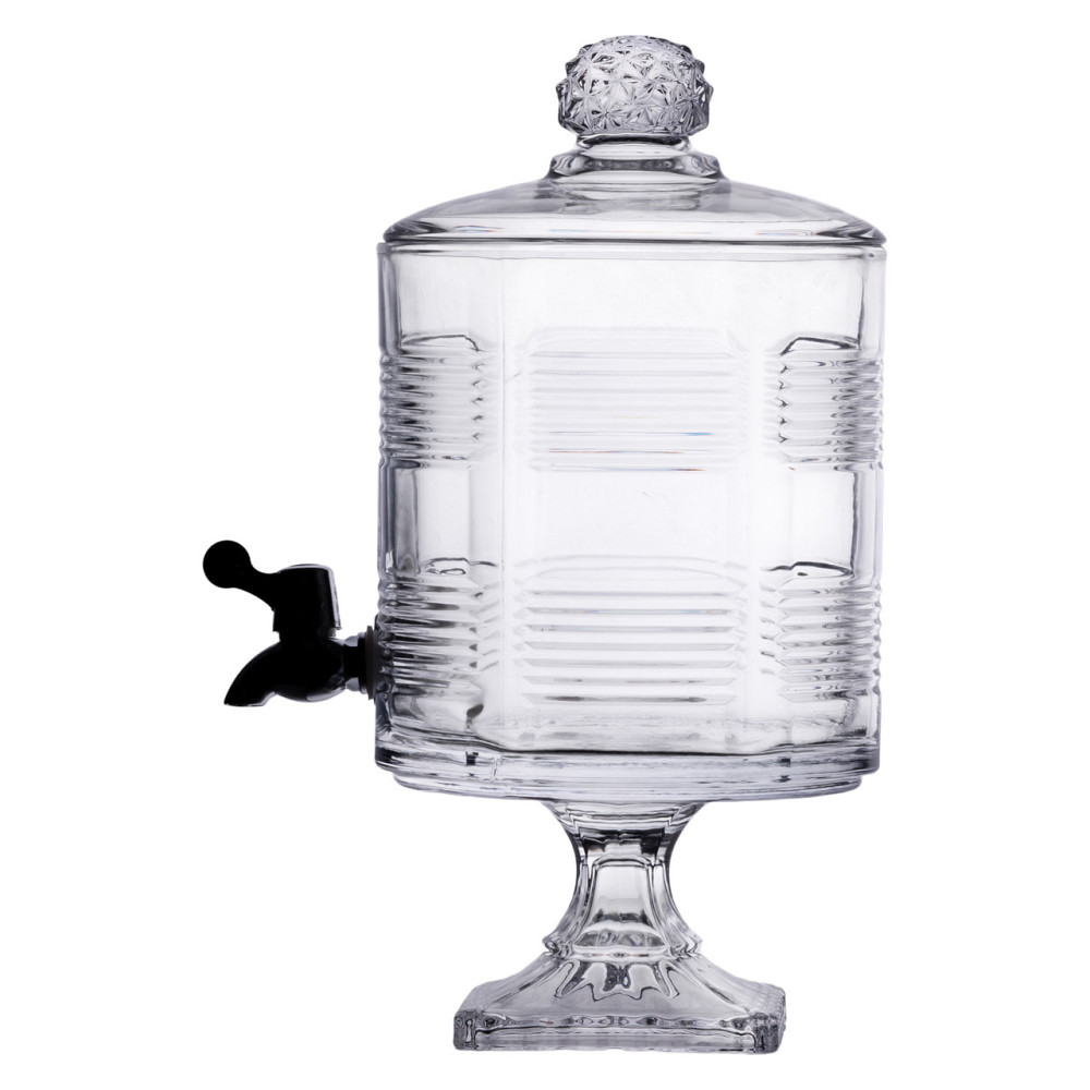 Yiwu Лимонадниця з краном на підставці скляна 4,5 л прозора HP-19-2 Коломия - фото 1