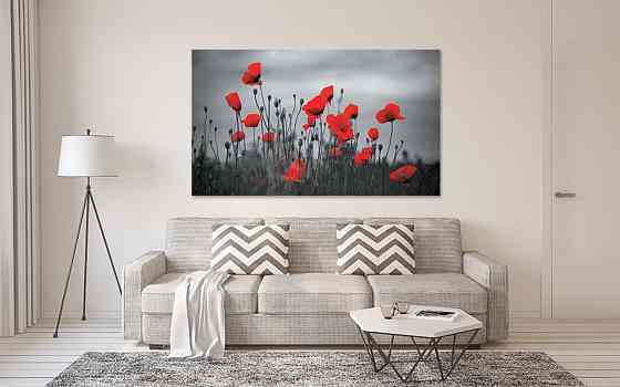 Картина полотно у вітальню / спальню  Поле Маків   MLP_164  ( 60х30см ) 60x100 см Київ