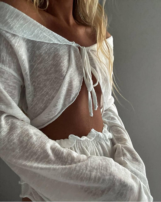 Женская белая нежная пижама двойка супрем Одесса - изображение 4