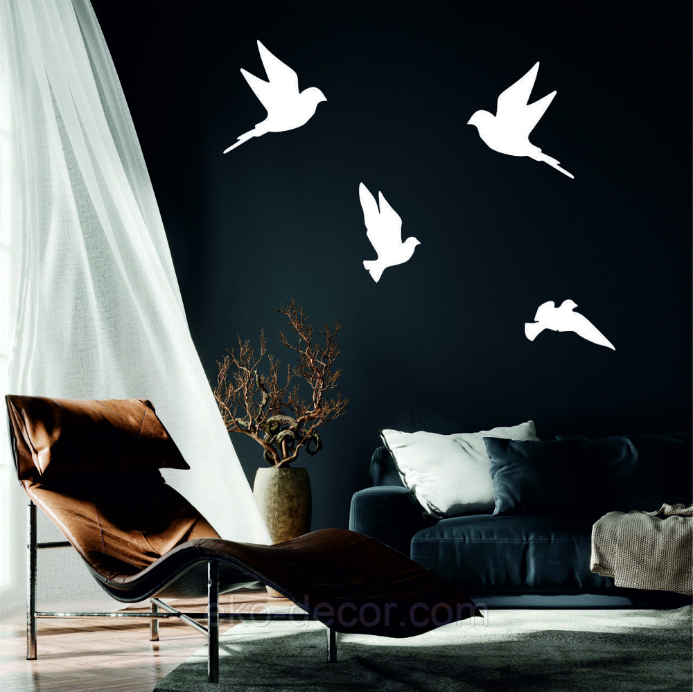 Декоративне настінне Панно «Пташка» Декор на стіну (ціна за 1 шт.) 30*16 см, Білий Київ - фото 8