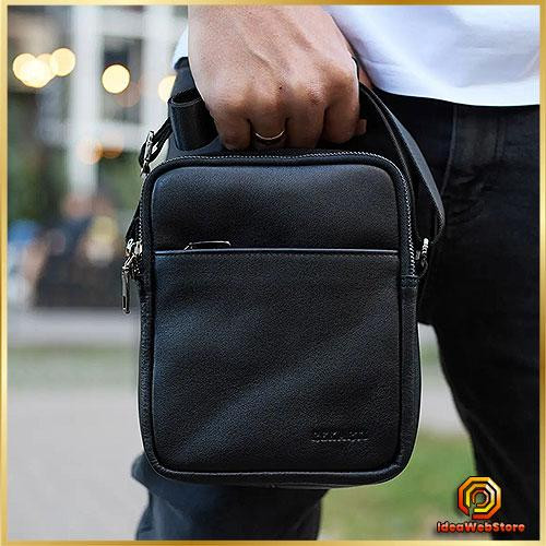 Мужская черная кожаная сумка-мессенджер Кожаный мужской мессенджер черный Tiding Bag Київ - фото 1