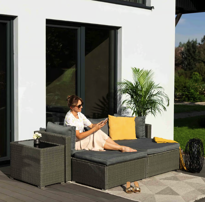 Комплект садових меблів для тераси двору балкона набір столу та стільців для відпочинку Di Volio Alzano сірий Київ - фото 6