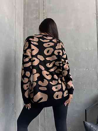 Жіночий принтований затишний оверсайз светр в'язка Чорний Одеса