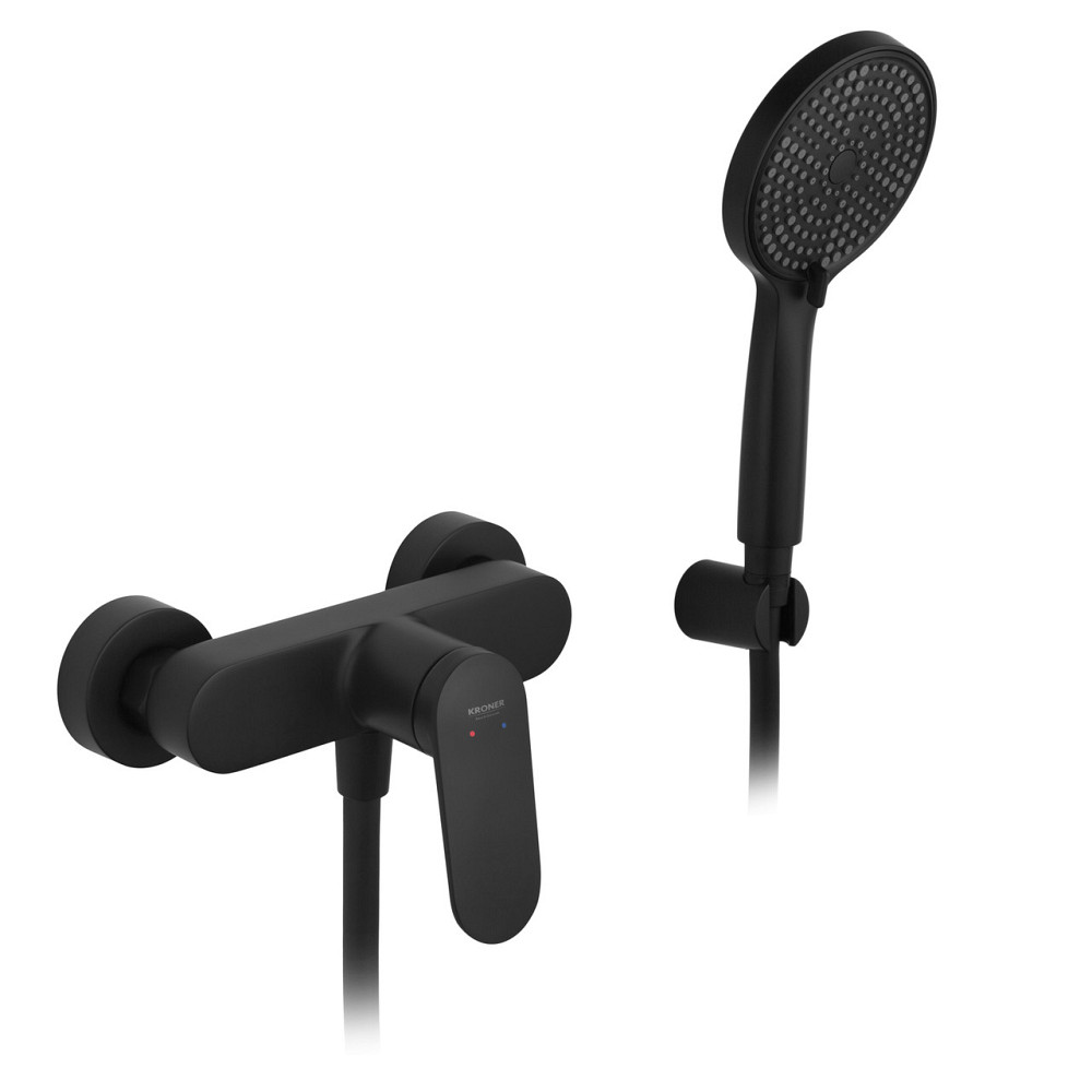Смеситель для душа Kroner Element 211411-3801 с душевым гарнитуром, черный Киев - изображение 1