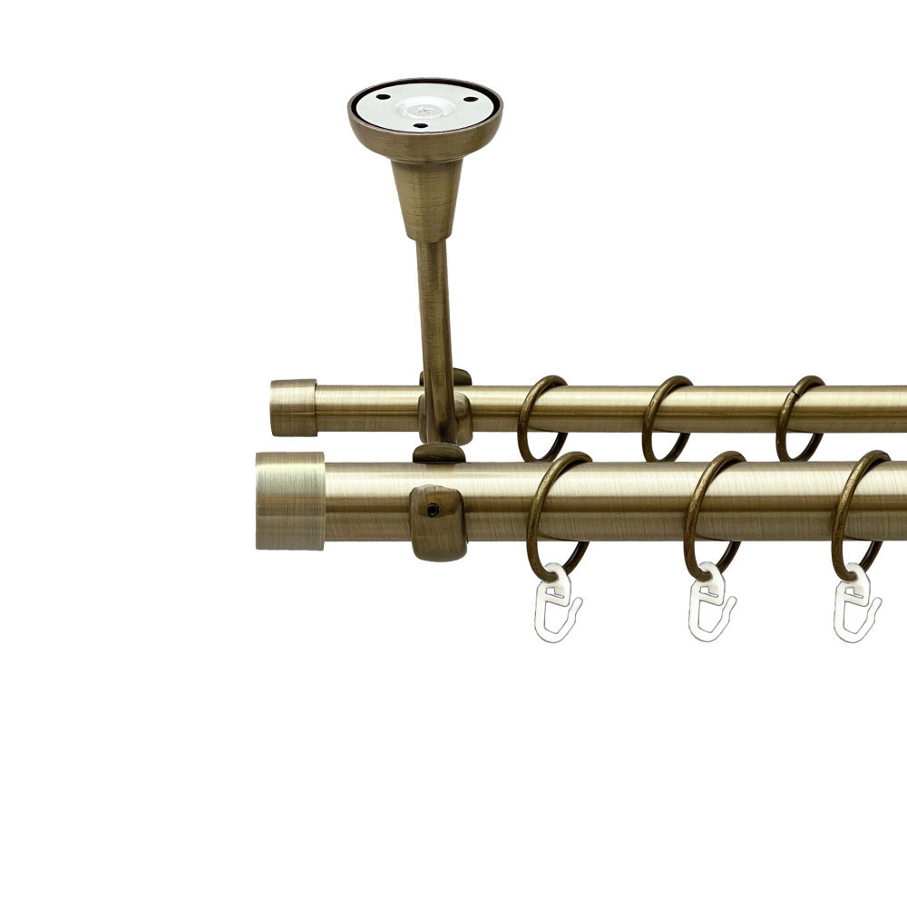 Карниз Orvit Заглушка металевий дворядний відкритий до стелі гладка труба кільце металеве Антик 25\16 мм 160 Львов - изображение 1